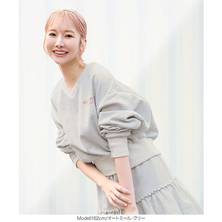 裏起毛スウェットロゴVネックプルオーバー 裏起毛 ロゴスウェット | KOBE LETTUCE | 詳細画像9 