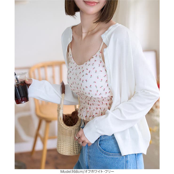 カップ付き小花柄シャーリングキャミ［C7527］ | KOBE LETTUCE | 詳細画像3 