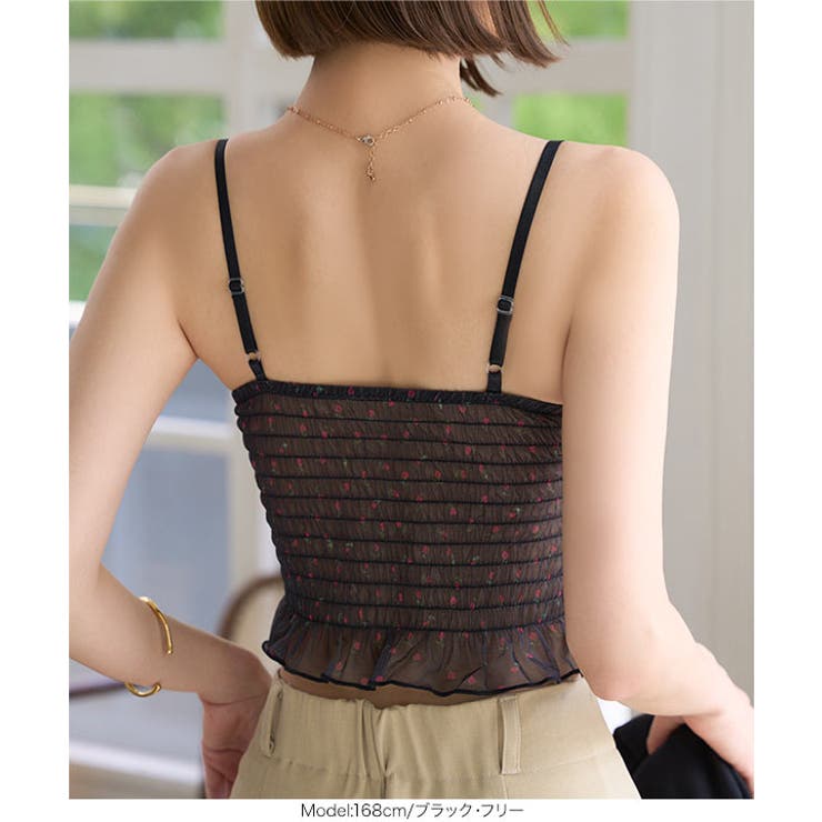 カップ付き小花柄シャーリングキャミ［C7527］ | KOBE LETTUCE | 詳細画像7 