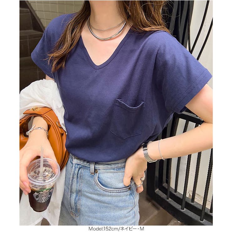 汗じみ防止 UVカット ポケット付きVネックTシャツ | KOBE LETTUCE | 詳細画像23 