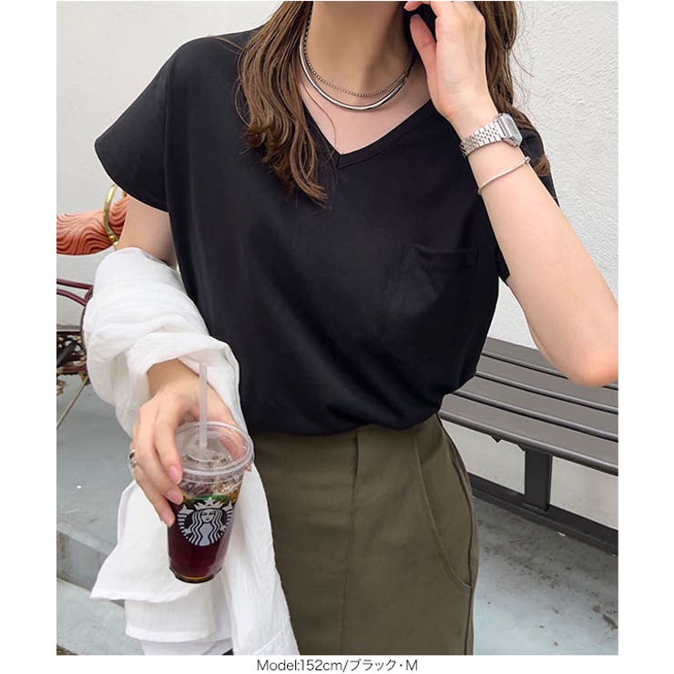 汗じみ防止 UVカット ポケット付きVネックTシャツ | KOBE LETTUCE | 詳細画像26 