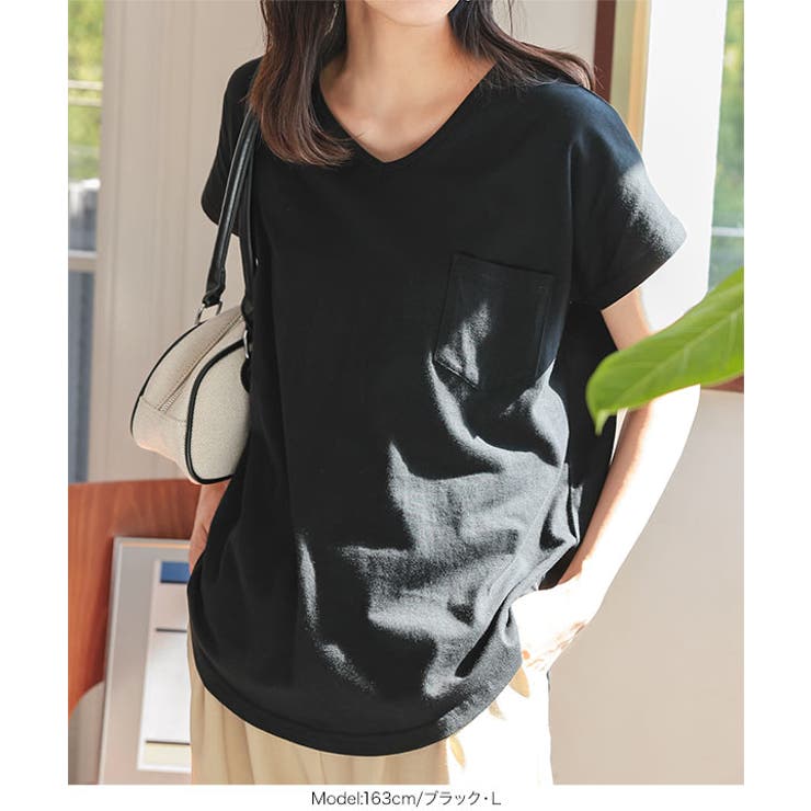 汗じみ防止 UVカット ポケット付きVネックTシャツ | KOBE LETTUCE | 詳細画像27 