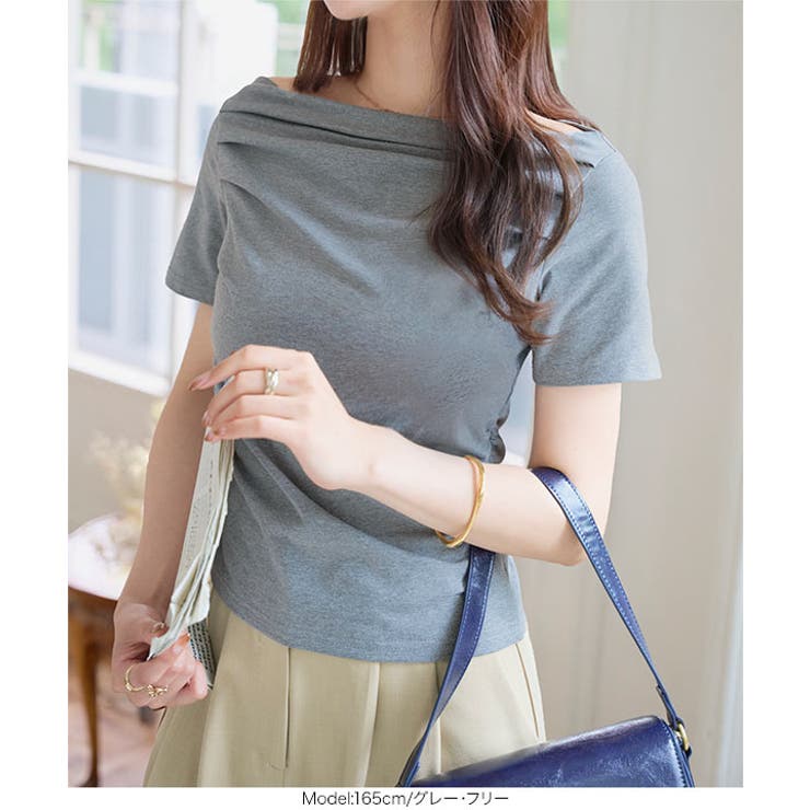 タックデザイン オフショルダー Tシャツ | KOBE LETTUCE | 詳細画像2 