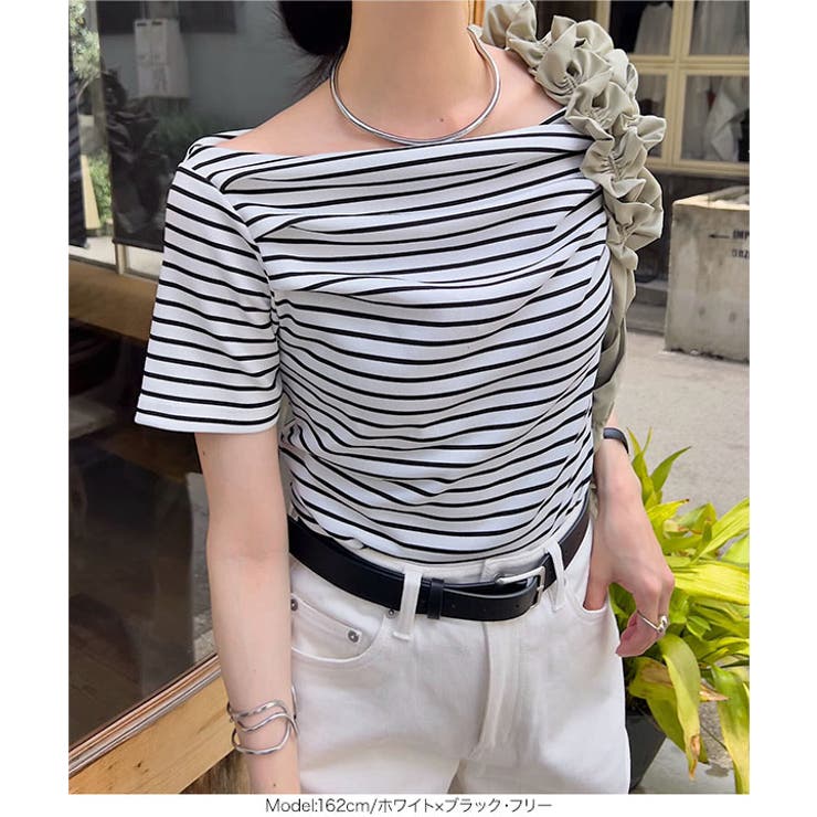 タックデザイン オフショルダー Tシャツ | KOBE LETTUCE | 詳細画像7 