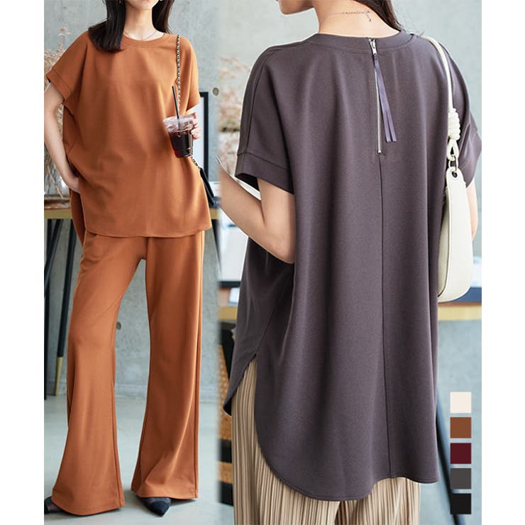 バックジップTブラウストップス［C7595］ バックジップ Tブラウス[品番