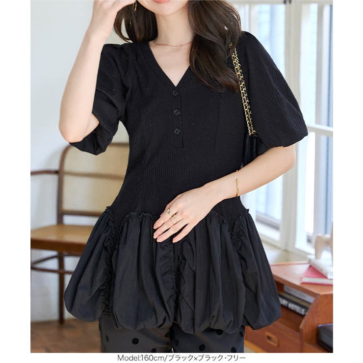 ドッキングバルーントップス 半袖 ニット | KOBE LETTUCE | 詳細画像12 