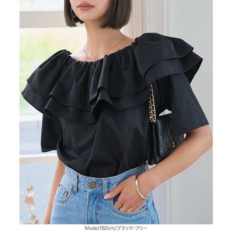 Me♡shéller 2wayオフショルフリルブラウス e/rm ブラウス シャツ オフショルフリル2WAYブラウス レディース