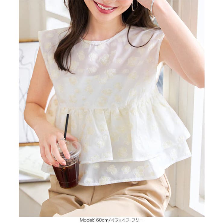 花柄ジャガードフリルシアーブラウス 花柄 ジャガード | KOBE LETTUCE | 詳細画像5 