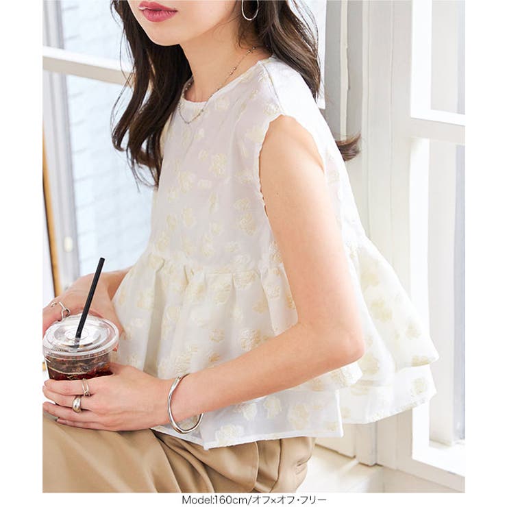 花柄ジャガードフリルシアーブラウス 花柄 ジャガード | KOBE LETTUCE | 詳細画像6 