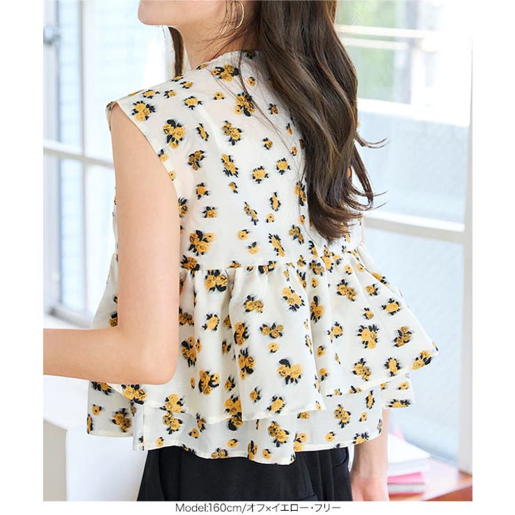 花柄ジャガードフリルシアーブラウス 花柄 ジャガード | KOBE LETTUCE | 詳細画像10 