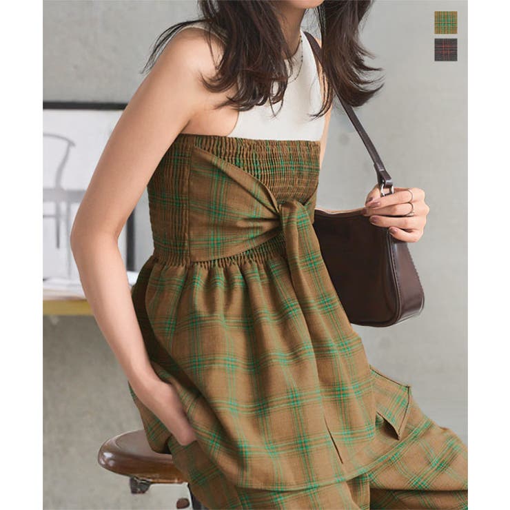 チェック柄ビスチェトップス チェック ビスチェ | KOBE LETTUCE | 詳細画像1 