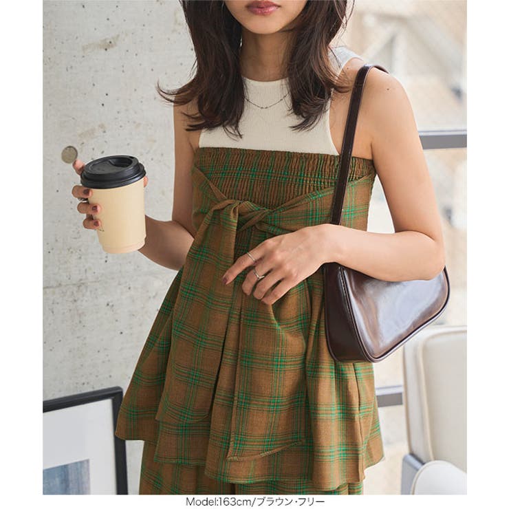 チェック柄ビスチェトップス チェック ビスチェ[品番：KO000015526