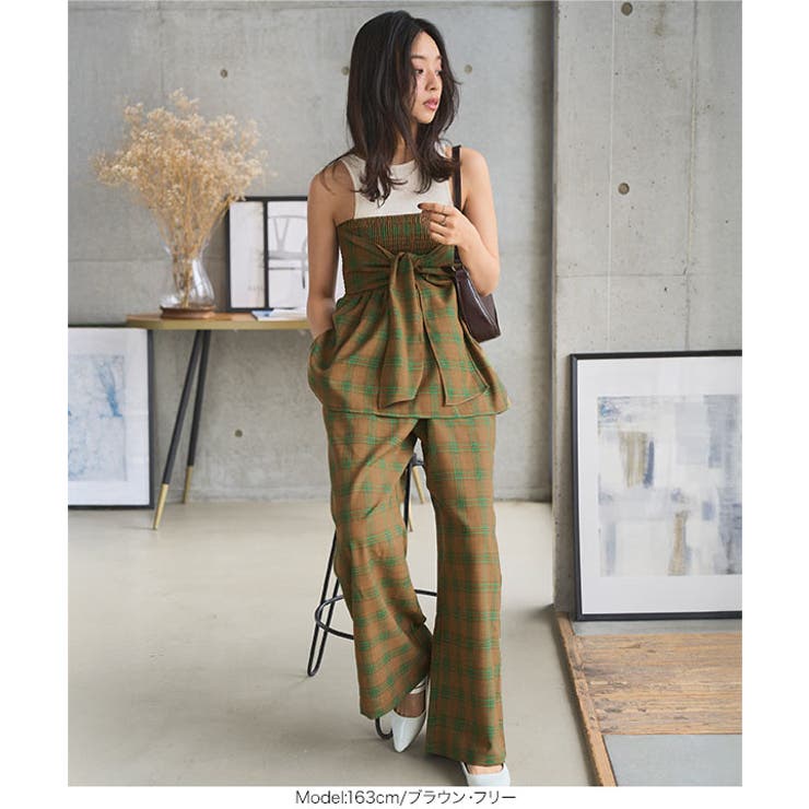 チェック柄ビスチェトップス チェック ビスチェ[品番：KO000015526