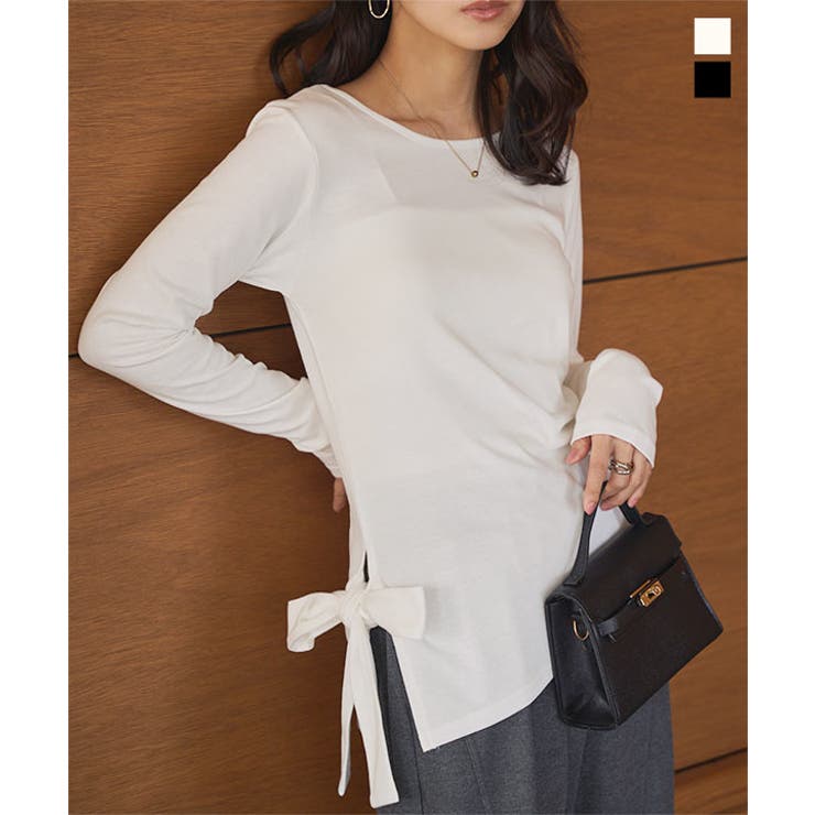 アシンメトリーサイドリボンスムースロンT［C7671］ ロンT 長袖 | KOBE LETTUCE | 詳細画像1 