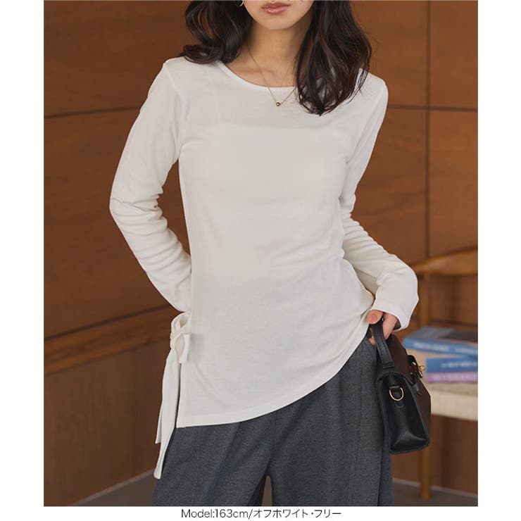 アシンメトリーサイドリボンスムースロンT［C7671］ ロンT 長袖 | KOBE LETTUCE | 詳細画像3 