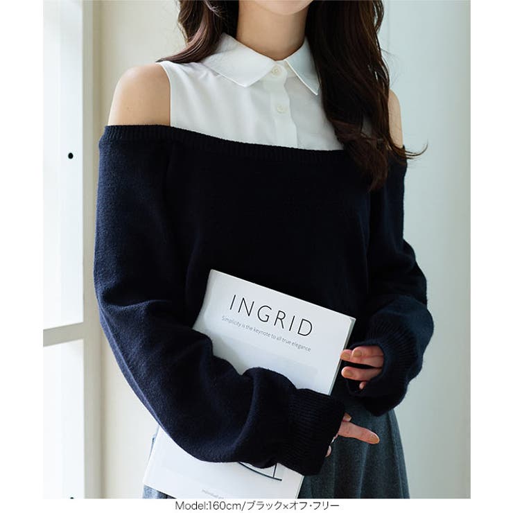 シャツレイヤード風ニットトップス［C7679］ レイヤード風 ニット | KOBE LETTUCE | 詳細画像2 