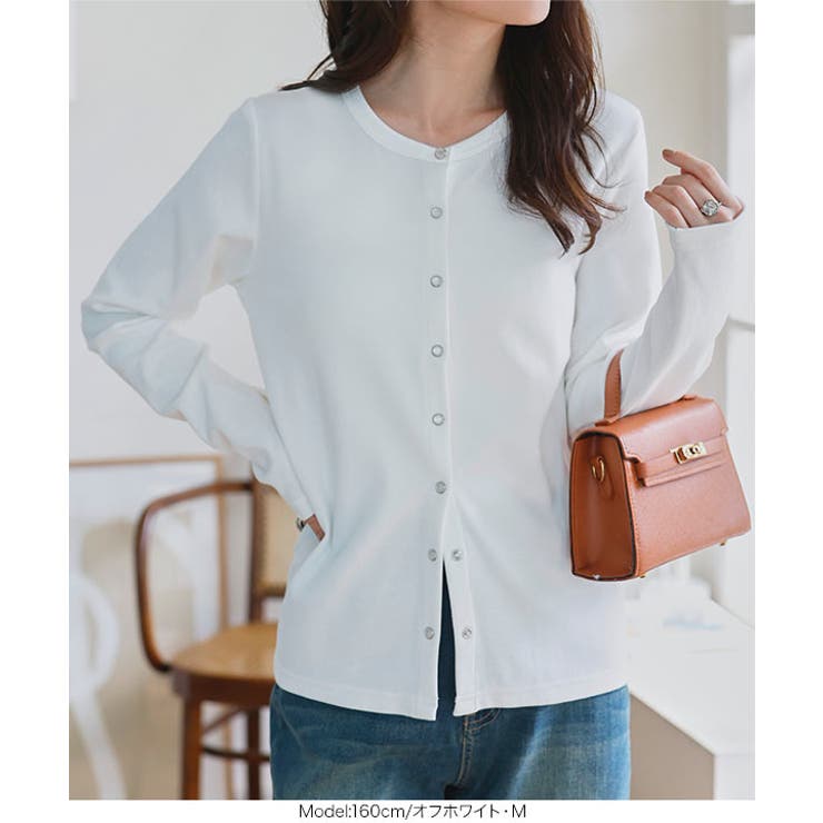 スナップボタン丸首リブカーディガン カーディガン スナップボタン | KOBE LETTUCE | 詳細画像7 