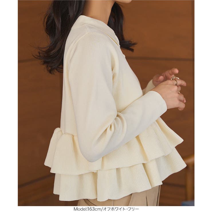 裾フリルニットポロロングスリーブ［C7688］ 裾フリル ポロニット | KOBE LETTUCE | 詳細画像13 