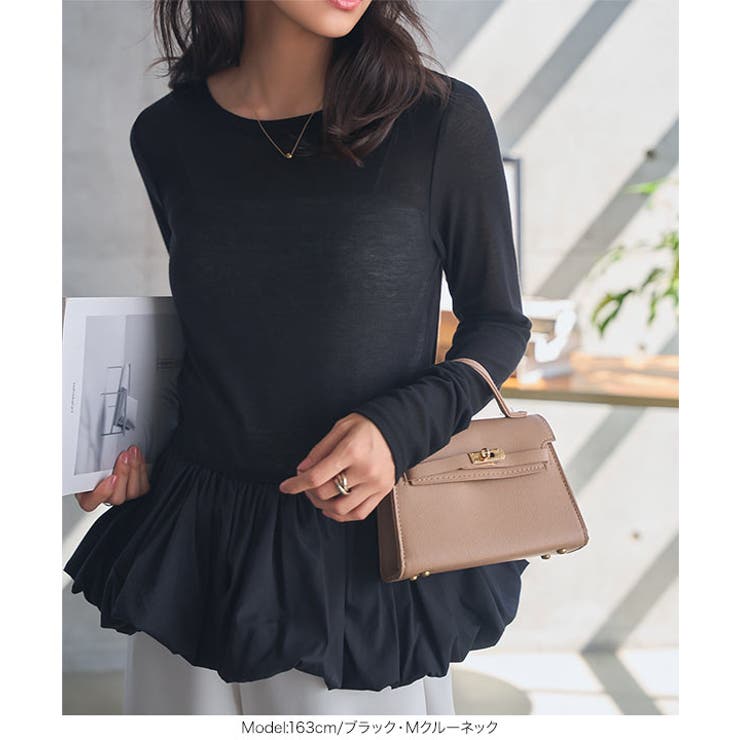 シアーバルーンペプラムトップス［C7696］ 選べる2ネック シアー | KOBE LETTUCE | 詳細画像12 