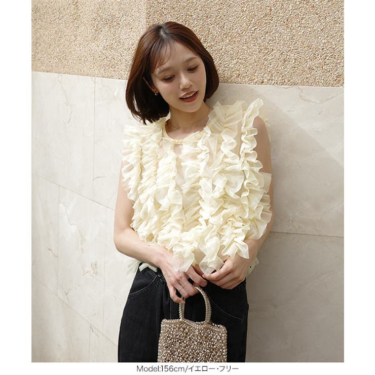 [ mayuさんコラボ ]チュールフリルノースリーブトップス［C7722］ | KOBE LETTUCE | 詳細画像12 