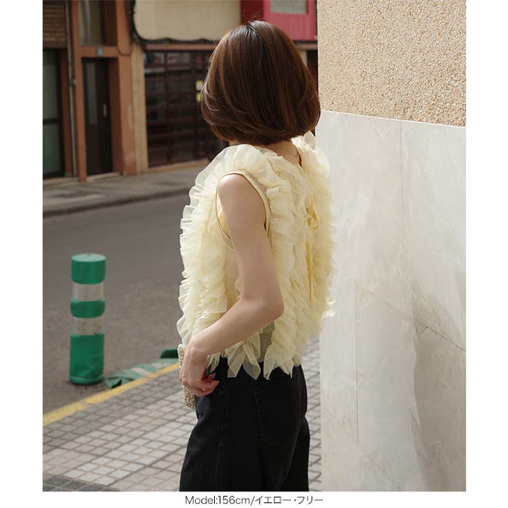 [ mayuさんコラボ ]チュールフリルノースリーブトップス［C7722］ | KOBE LETTUCE | 詳細画像14 