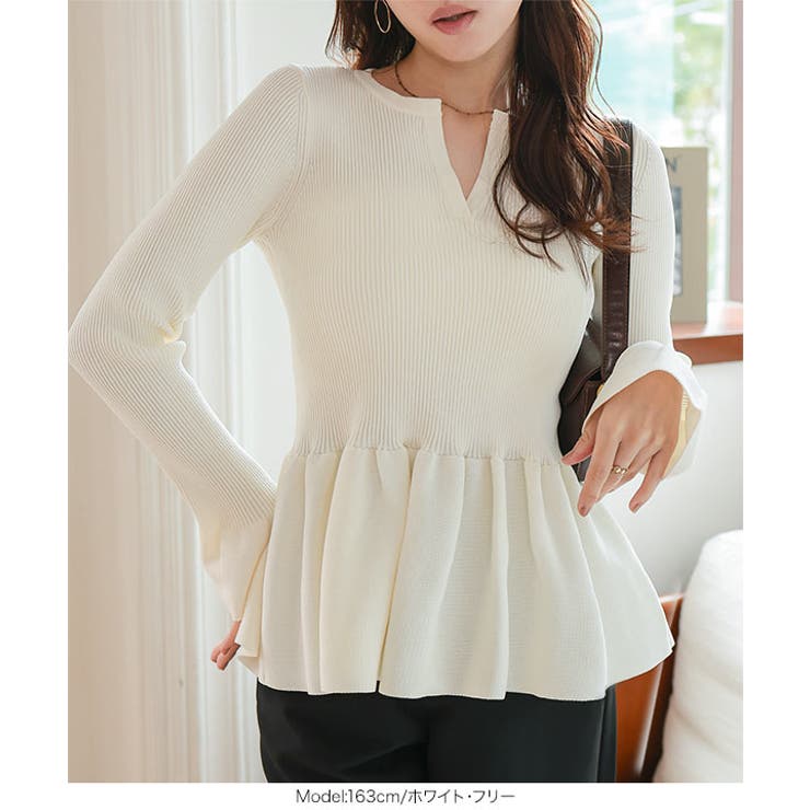 キーネックペプラムニット［C7723］ キーネック ペプラムニット | KOBE LETTUCE | 詳細画像5 