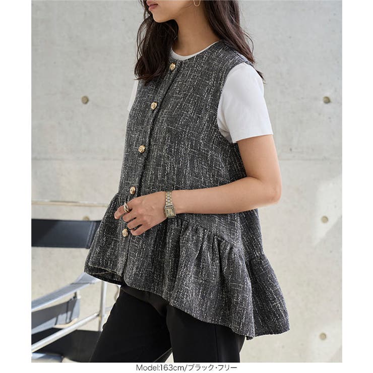 ツイードペプラムジレ［C7724］ ツイード ペプラムジレ | KOBE LETTUCE | 詳細画像3 