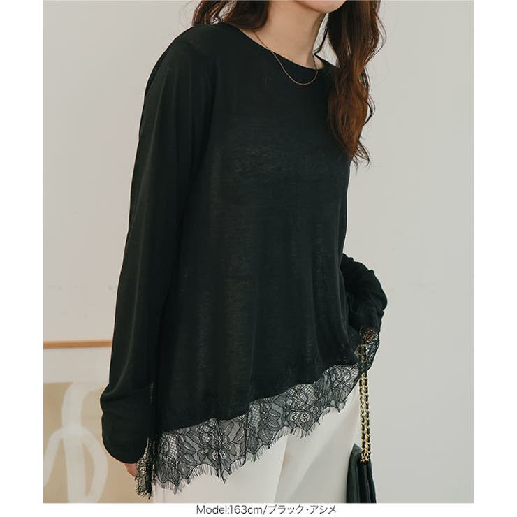 裾レースシアートップス 裾レース シアートップス[品番：KO000015781