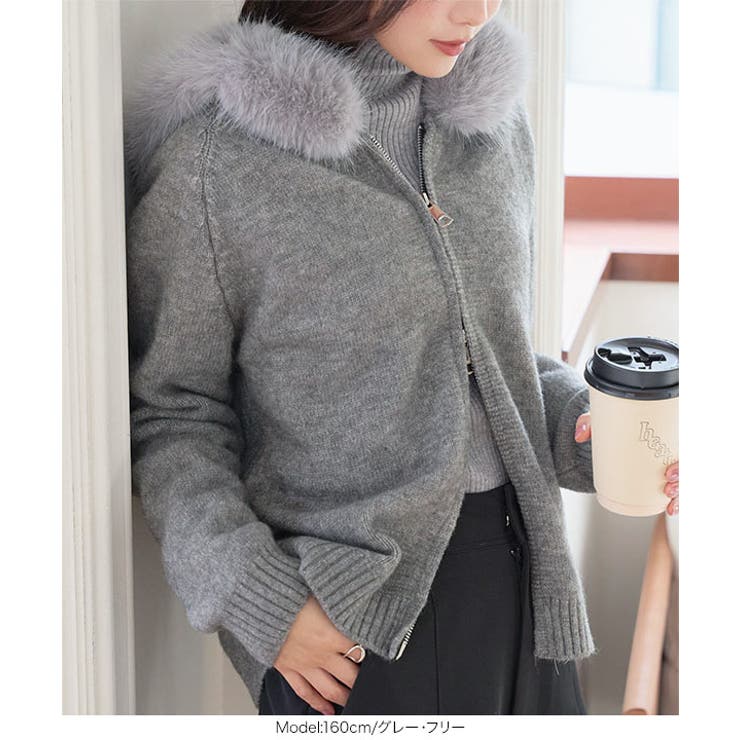 取り外しファー付きニットパーカー［C7759］ 取り外しファー付き ニットパーカ… | KOBE LETTUCE | 詳細画像4 