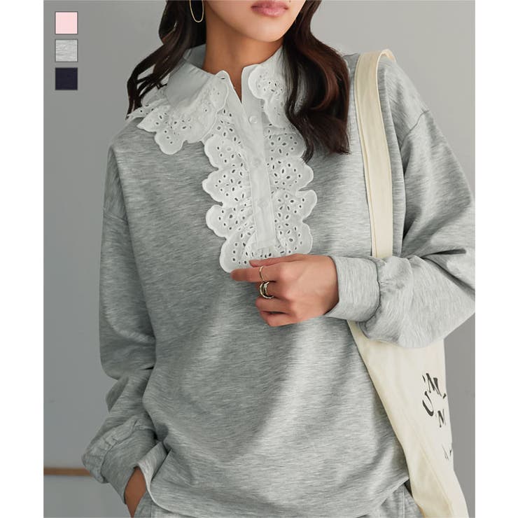 レース襟ポロトップス［C7761］ レース襟 ポロトップス | KOBE LETTUCE | 詳細画像1 