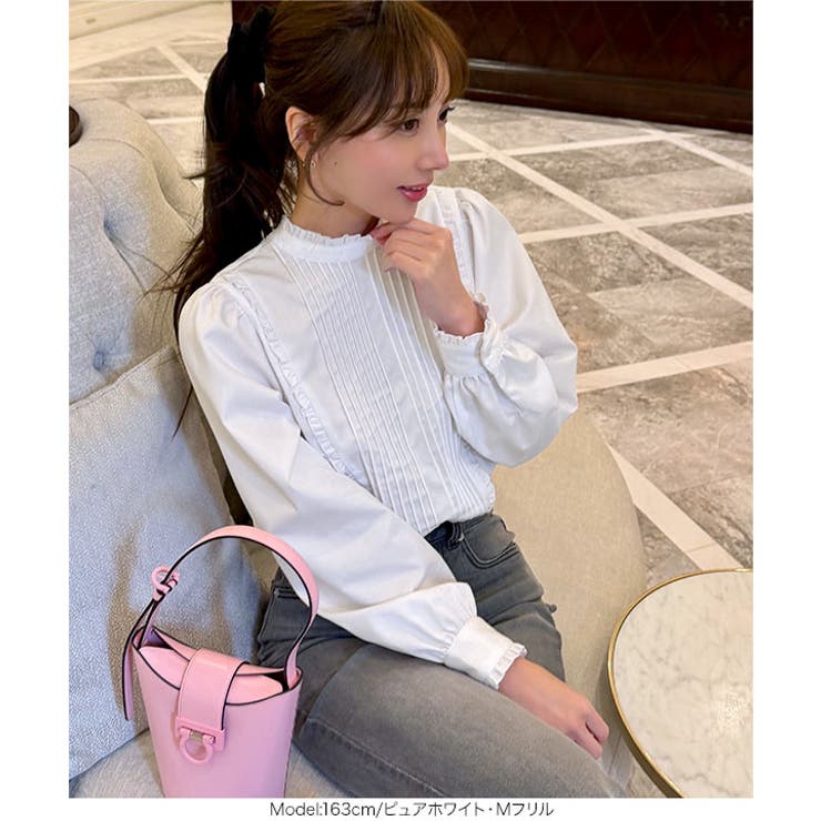 [ 岡部あゆみさんコラボ ]選べる2タイプフリルデザインブラウス［C7772］ | KOBE LETTUCE | 詳細画像9 