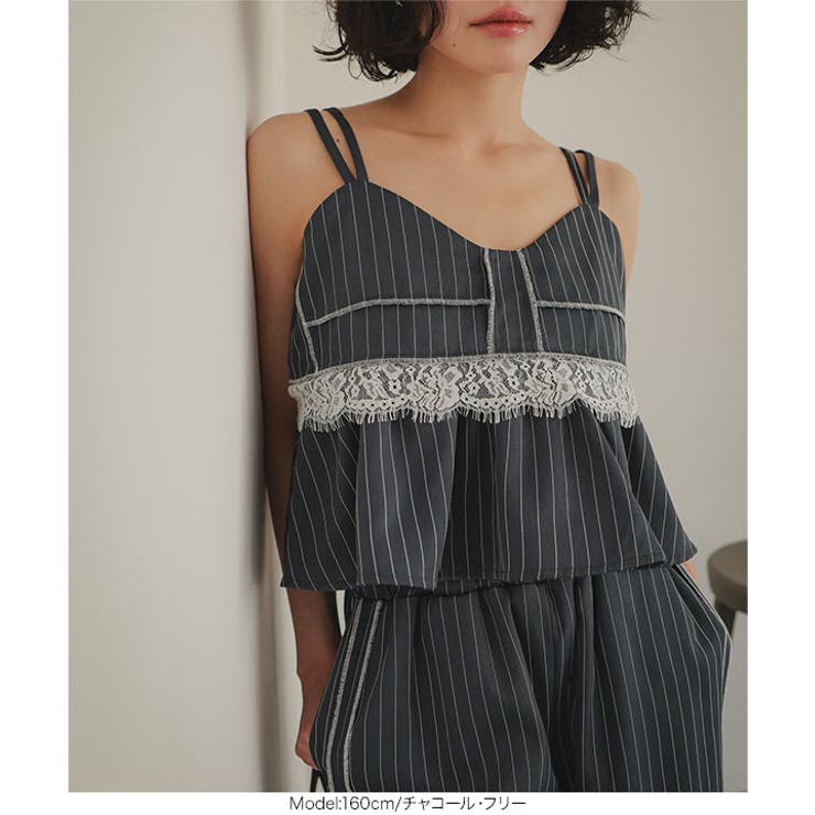 レース切替ストライプキャミビスチェ［C7778］ キャミビスチェ レース切替 | KOBE LETTUCE | 詳細画像10 