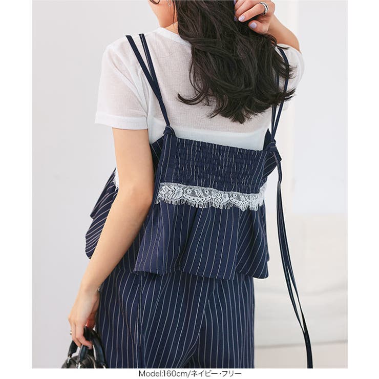 レース切替ストライプキャミビスチェ［C7778］ キャミビスチェ レース切替 | KOBE LETTUCE | 詳細画像3 