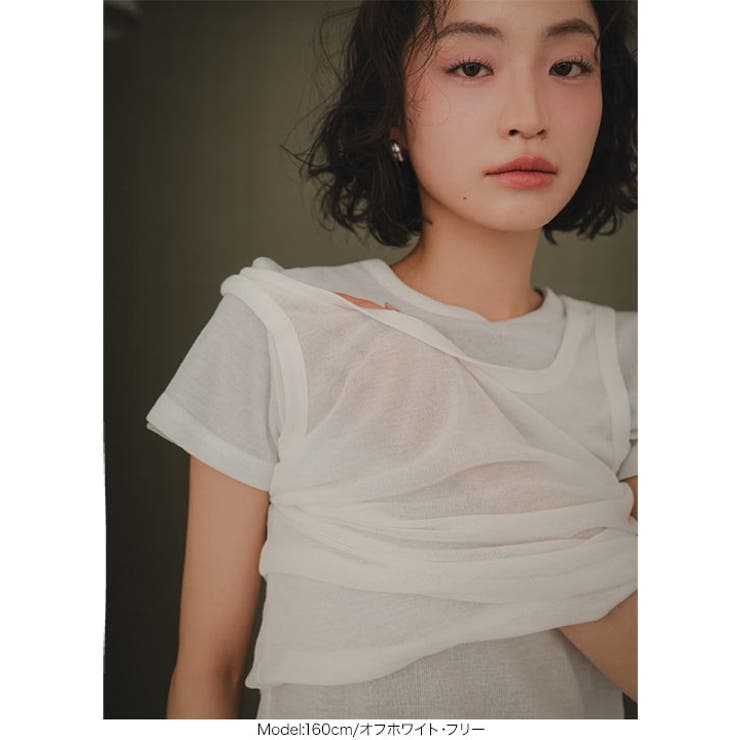 シアーカットソータンクトップ×半袖トップスセット［C7780］ 2点セット アン… | KOBE LETTUCE | 詳細画像2 