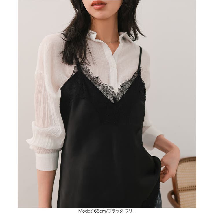 サテンレースキャミトップス［C7792］ レースキャミ サテン | KOBE LETTUCE | 詳細画像12 