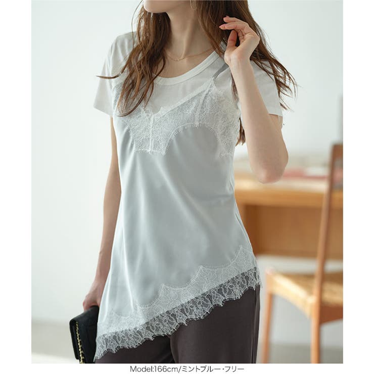 サテンレースキャミトップス［C7792］ レースキャミ サテン | KOBE LETTUCE | 詳細画像9 