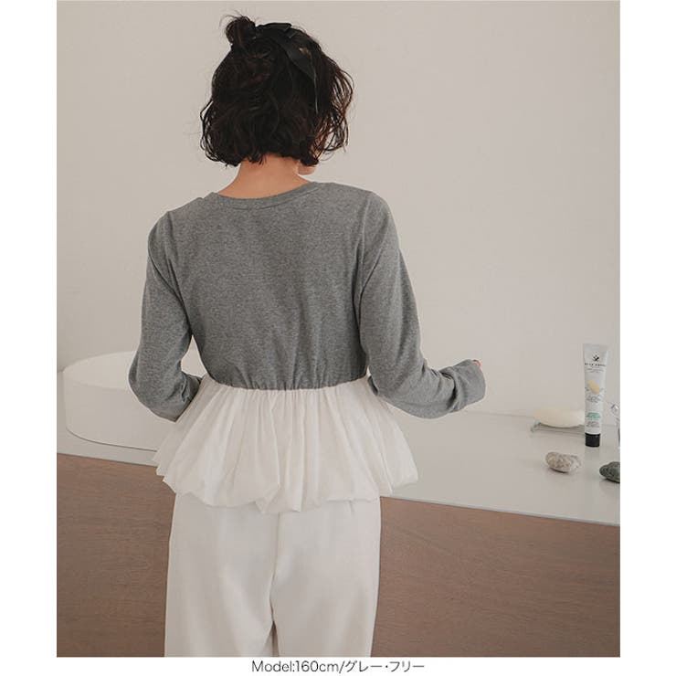 ペプラム切替バルーンコットンロンT［C7801］ ペプラムトップス ロンt | KOBE LETTUCE | 詳細画像5 