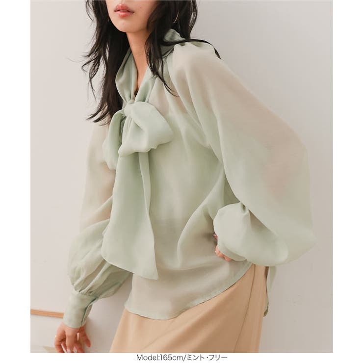 ボウタイリボンシアーブラウス［C7802］ ボウタイ ブラウス | KOBE LETTUCE | 詳細画像13 