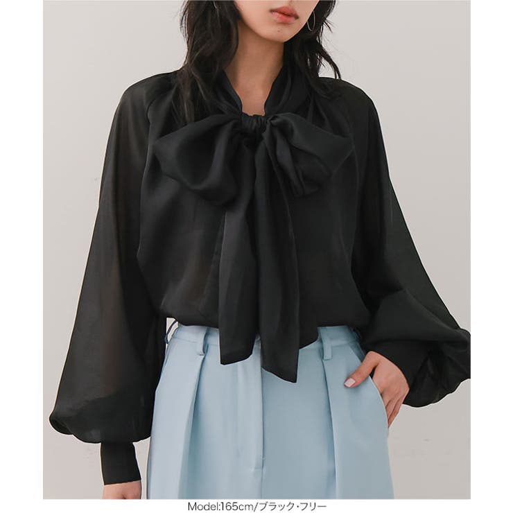 ボウタイリボンシアーブラウス［C7802］ ボウタイ ブラウス | KOBE LETTUCE | 詳細画像14 