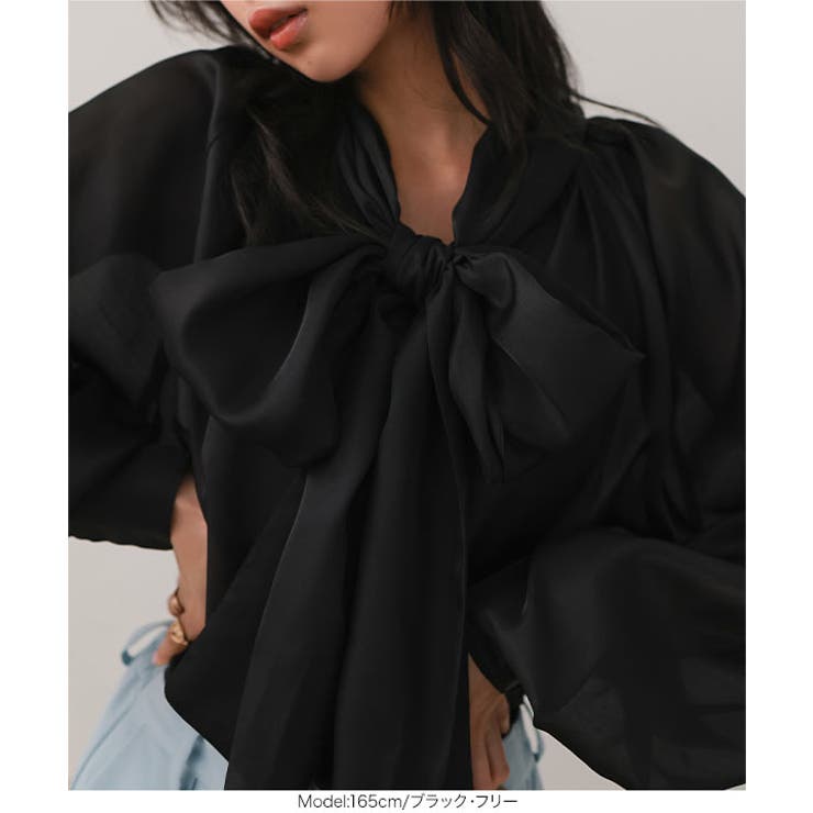 ボウタイリボンシアーブラウス［C7802］ ボウタイ ブラウス | KOBE LETTUCE | 詳細画像15 