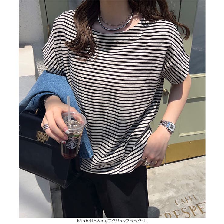 ボートネック半袖コットンTシャツ［C7819］