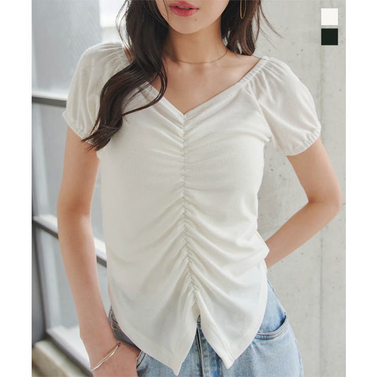 2wayフロントギャザーTシャツ［C7856］ 2way フロントギャザー | KOBE LETTUCE | 詳細画像1 