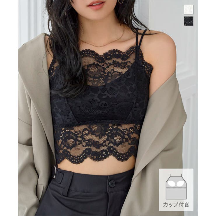 カップ付きレースキャミトップス［C7909］ カップ付き レースキャミ | KOBE LETTUCE | 詳細画像1 