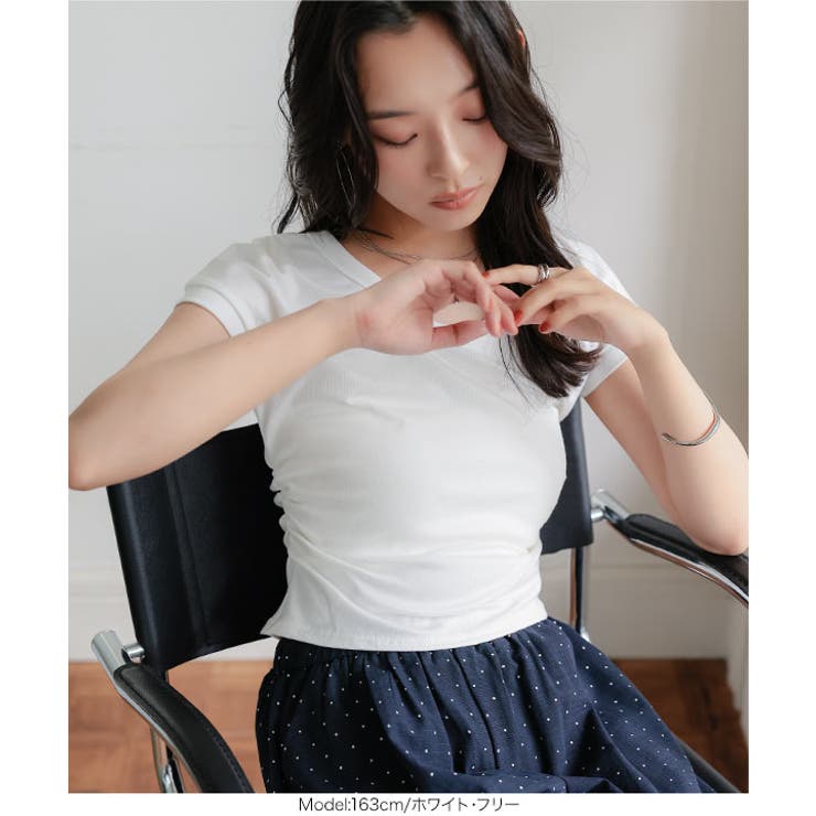 ウエストギャザークロップドTシャツ［C7970］ ウエストギャザー クロップド | KOBE LETTUCE | 詳細画像4 