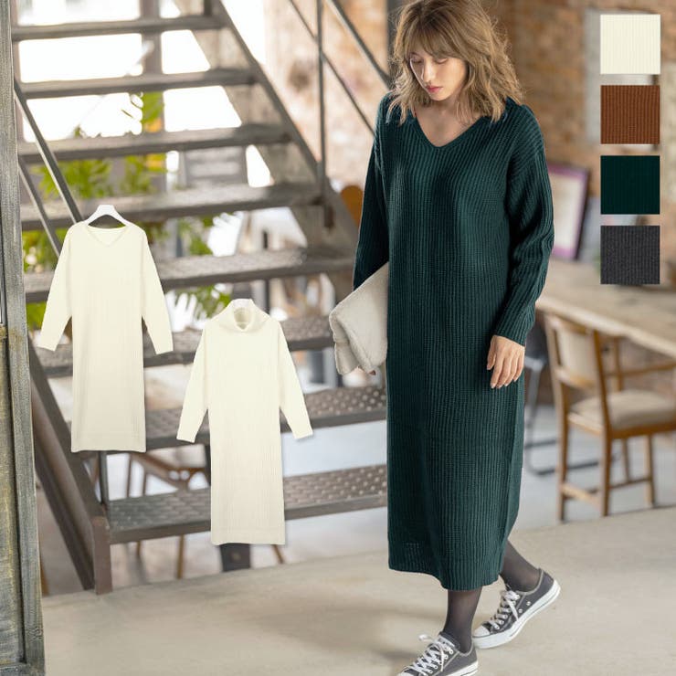 ゆったりローゲージニットマキシワンピース ニットワンピ ロング丈 品番 Ko Kobe Lettuce コウベレタス のレディースファッション通販 Shoplist ショップリスト