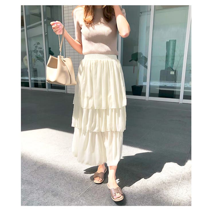 ウエストゴム 3段ティアードロングスカート レディース | KOBE LETTUCE | 詳細画像6 