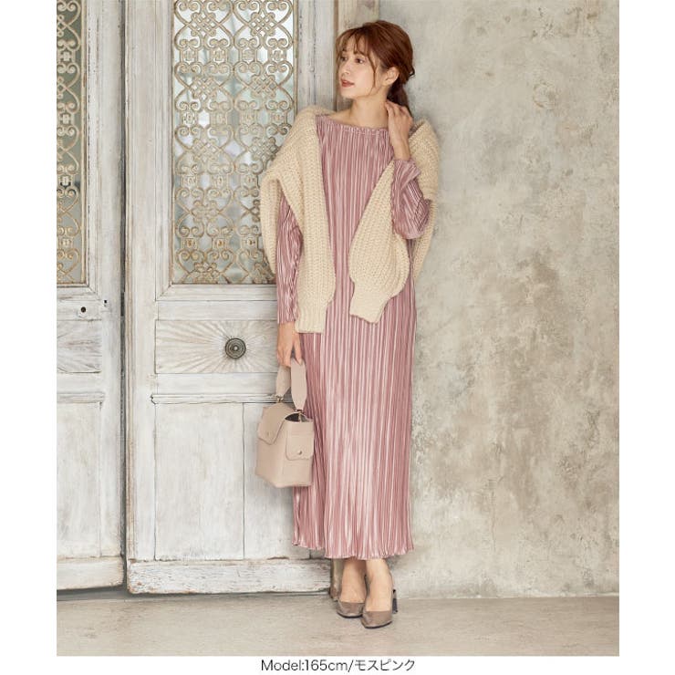 ロングスリーブプリーツサテンワンピース [E2564] レディース | KOBE LETTUCE | 詳細画像5 