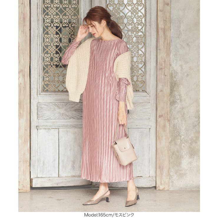 ロングスリーブプリーツサテンワンピース [E2564] レディース | KOBE LETTUCE | 詳細画像6 