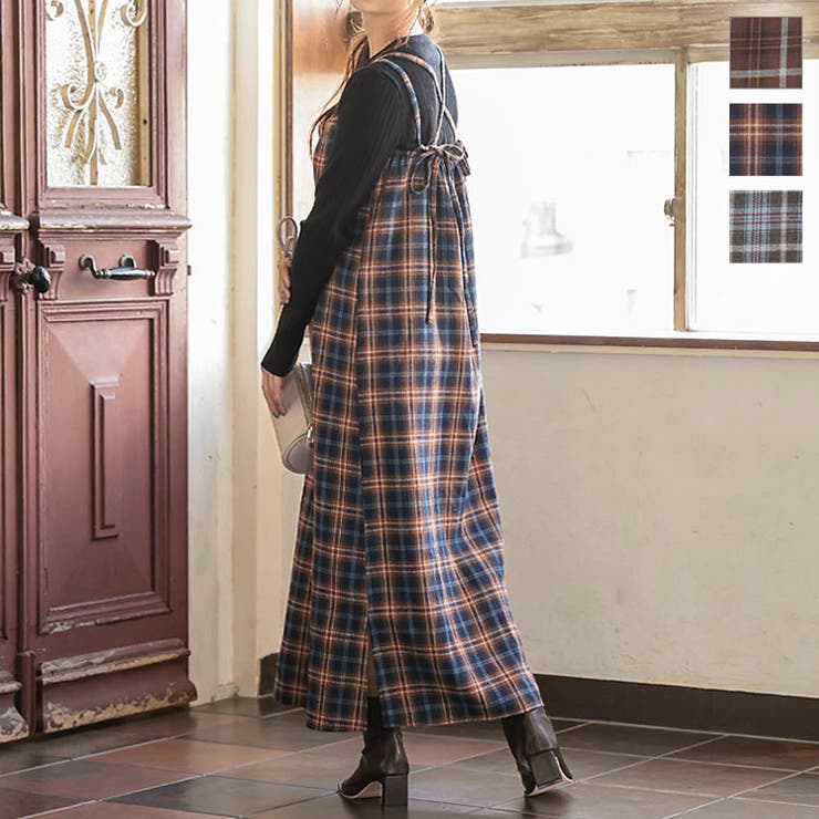 チェック柄　キャミワンピース gossip!ロサンゼルス ワンピース Y2K チェック柄スイッチングロング