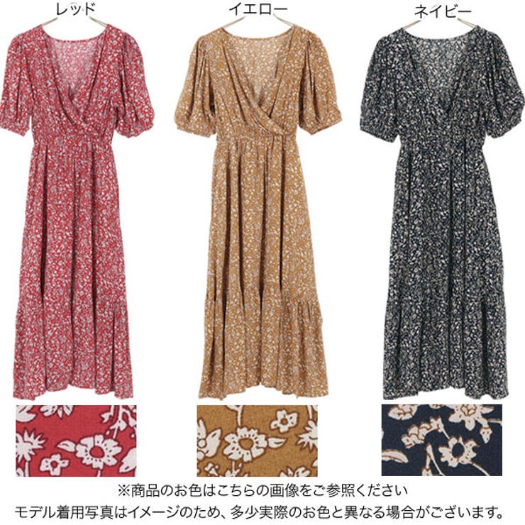 CABBAGES & ROSES　リネン100 カシュクール　ワンピース　花柄 CABBAGES & ROSES リネン100 カシュクール ワンピース 花柄